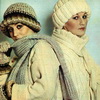 Мода СССР. Вязаные шапочки с отворотами  и длинные шарфы. Журнал мод, 1975 год